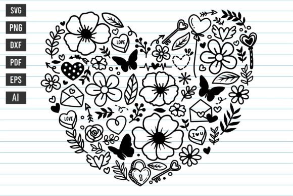 Download Flower Heart Svg Flower Svg Heart Svg - Premium Bundle