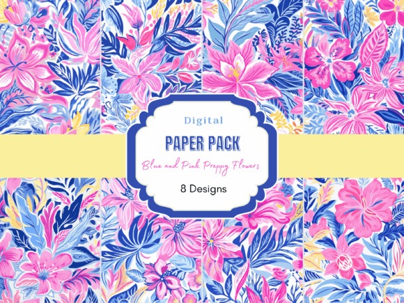 Download Blue and Pink Tropical Watercolor Floral - Blue and pink Collection