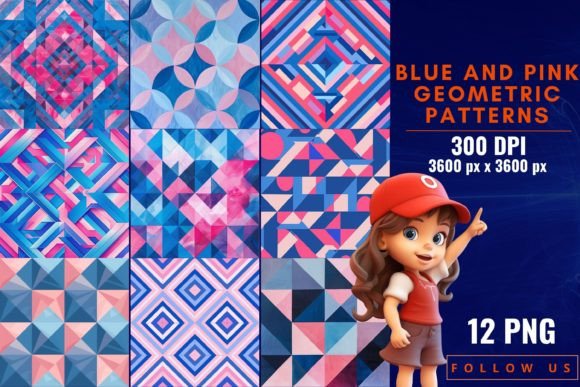 Download Blue and Pink Geometric Patterns - Blue and pink Collection