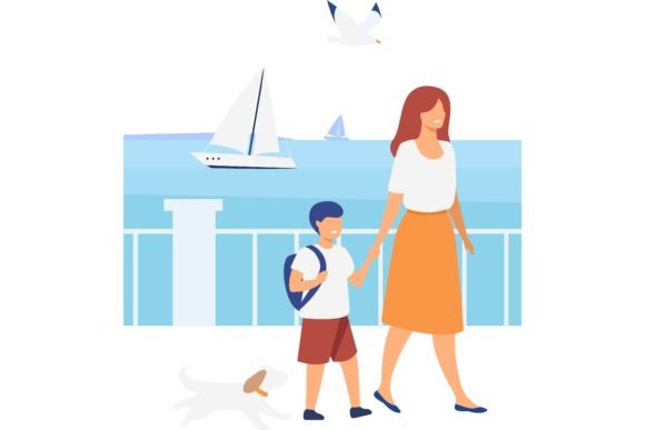 Download People Walking on Seaside Quay. Tourist - Tourist Collection