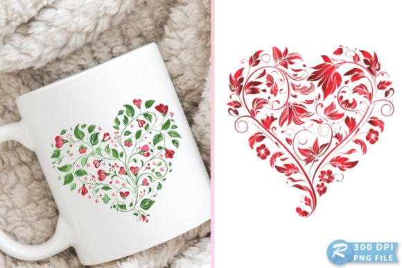 Download Valentine Floral Heart Illustration PNG - Premium Bundle